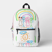 Upload Childs Drawing Draai Kinder kunstwerk naar Bedrukte Rugzak (Voorkant)