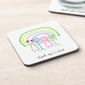 Upload Childs Drawing Draai Kinder kunstwerk naar Bier Onderzetter (Linkerzijde)