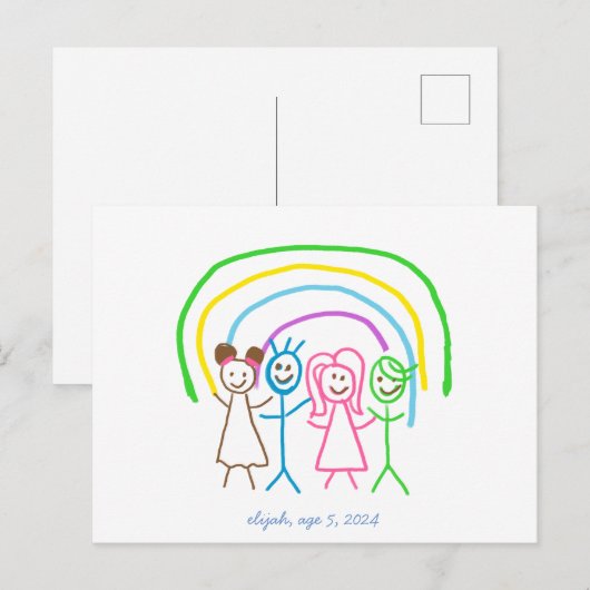 Upload Childs Drawing Draai Kinder kunstwerk naar Briefkaart (Voorkant / Achterkant)