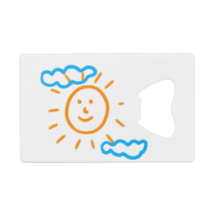 Upload Childs Drawing Draai Kinder kunstwerk naar Creditkaart Flessenopener