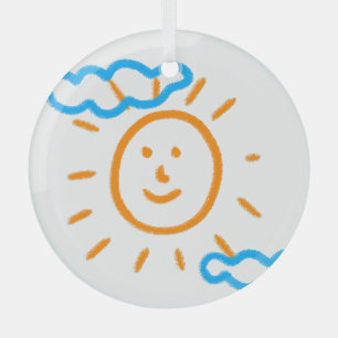 Upload Childs Drawing Draai Kinder kunstwerk naar Glas Ornament