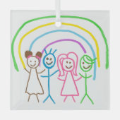 Upload Childs Drawing Draai Kinder kunstwerk naar Glas Ornament (Voorkant)