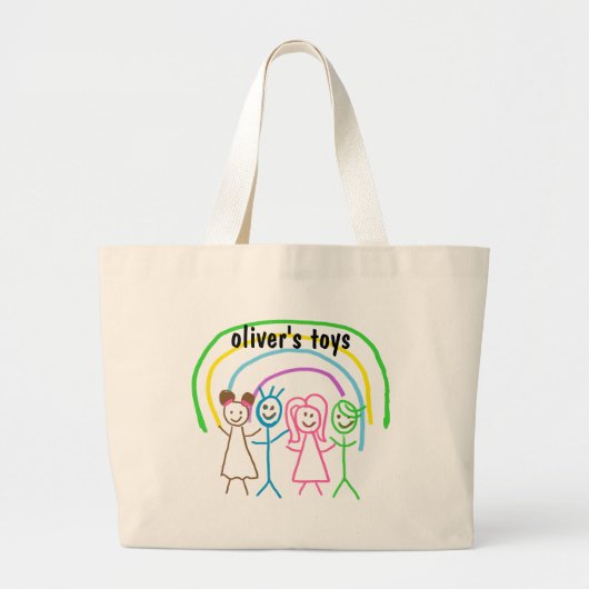 Upload Childs Drawing Draai Kinder kunstwerk naar Grote Tote Bag (Voorkant)