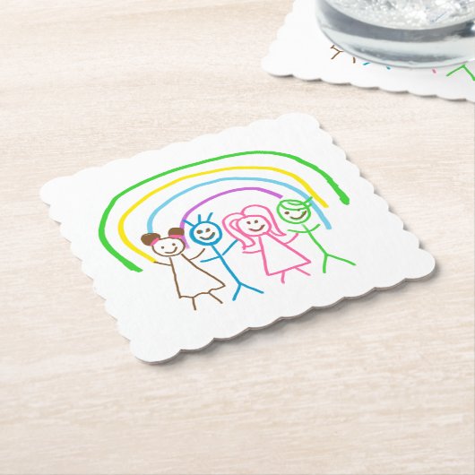 Upload Childs Drawing Draai Kinder kunstwerk naar Kartonnen Onderzetters (Gebogen)