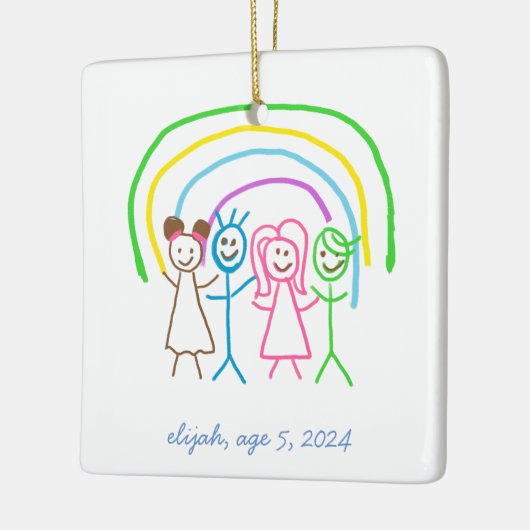 Upload Childs Drawing Draai Kinder kunstwerk naar Keramisch Ornament (Links)