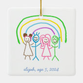 Upload Childs Drawing Draai Kinder kunstwerk naar Keramisch Ornament (Achterkant)