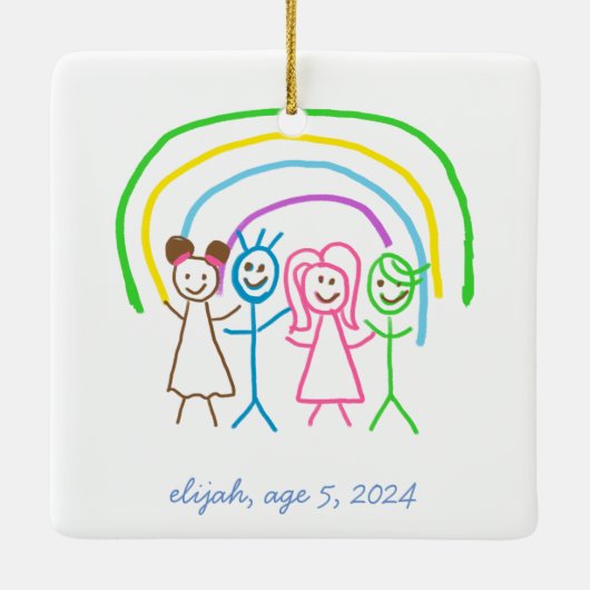 Upload Childs Drawing Draai Kinder kunstwerk naar Keramisch Ornament (Achterkant)