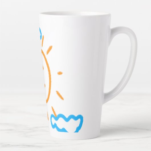 Upload Childs Drawing Draai Kinder kunstwerk naar Latte Mok (Rechts)