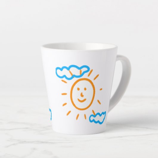 Upload Childs Drawing Draai Kinder kunstwerk naar Latte Mok (Rechterhoek)