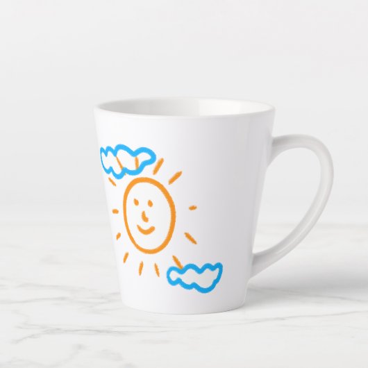 Upload Childs Drawing Draai Kinder kunstwerk naar Latte Mok (Rechts)