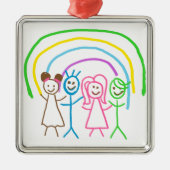 Upload Childs Drawing Draai Kinder kunstwerk naar Metalen Ornament (Voorkant)