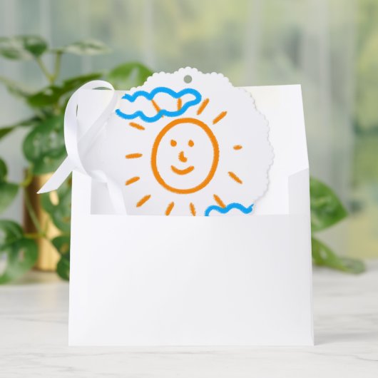 Upload Childs Drawing Draai Kinder kunstwerk naar Ornament Kaart (Envelop)