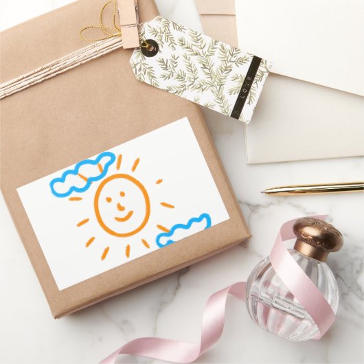 Upload Childs Drawing Draai Kinder kunstwerk naar Rechthoekige Sticker (Geschenken)