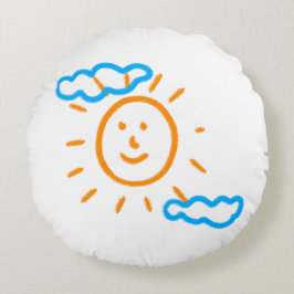 Upload Childs Drawing Draai Kinder kunstwerk naar Rond Kussen