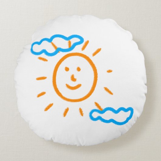 Upload Childs Drawing Draai Kinder kunstwerk naar Rond Kussen (Voorkant)