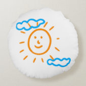 Upload Childs Drawing Draai Kinder kunstwerk naar Rond Kussen (Achterkant)