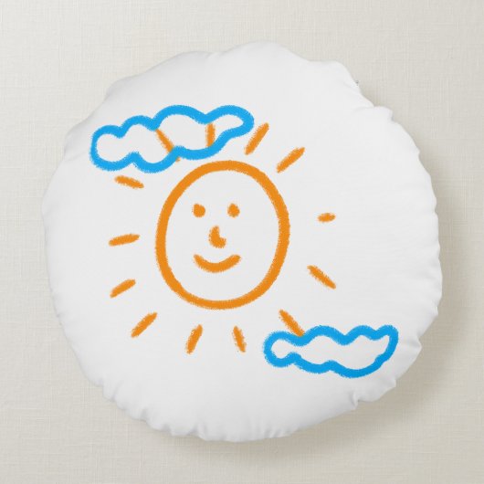 Upload Childs Drawing Draai Kinder kunstwerk naar Rond Kussen (Achterkant)