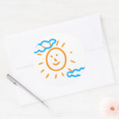 Upload Childs Drawing Draai Kinder kunstwerk naar Ronde Sticker (Envelop)