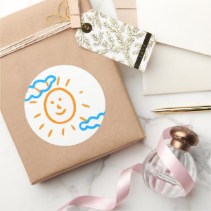 Upload Childs Drawing Draai Kinder kunstwerk naar Ronde Sticker