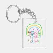 Upload Childs Drawing Draai Kinder kunstwerk naar Sleutelhanger (Voorkant Links)