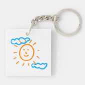 Upload Childs Drawing Draai Kinder kunstwerk naar Sleutelhanger (Achterkant)