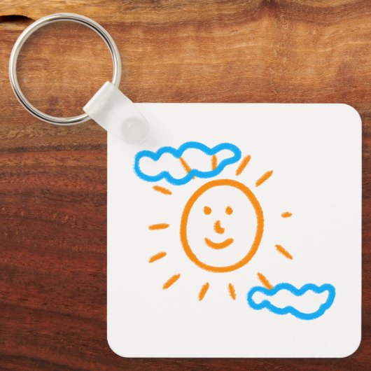 Upload Childs Drawing Draai Kinder kunstwerk naar Sleutelhanger (Voorkant)