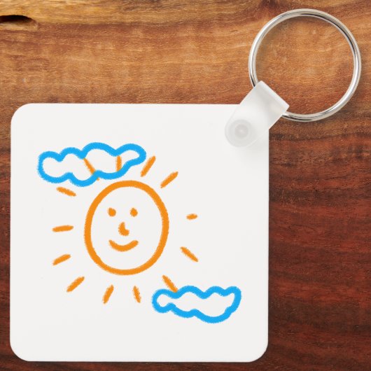 Upload Childs Drawing Draai Kinder kunstwerk naar Sleutelhanger (Achterkant)