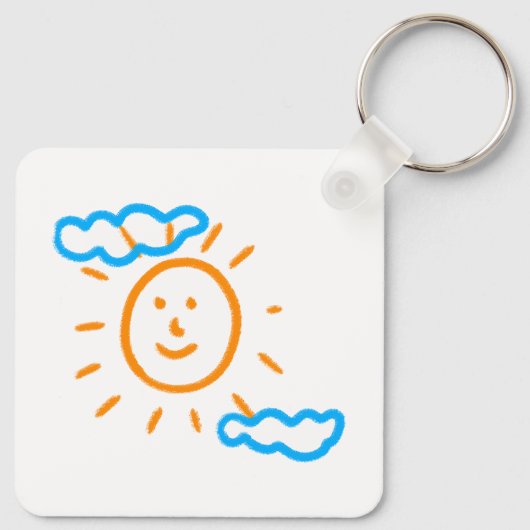 Upload Childs Drawing Draai Kinder kunstwerk naar Sleutelhanger (Achterkant)