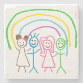 Upload Childs Drawing Draai Kinder kunstwerk naar Stenen Onderzetter (Voorkant)