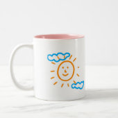 Upload Childs Drawing Draai Kinder kunstwerk naar Tweekleurige Koffiemok (Links)