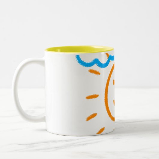 Upload Childs Drawing Draai Kinder kunstwerk naar Tweekleurige Koffiemok (Links)