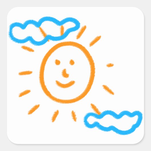 Upload Childs Drawing Draai Kinder kunstwerk naar Vierkante Sticker (Voorkant)