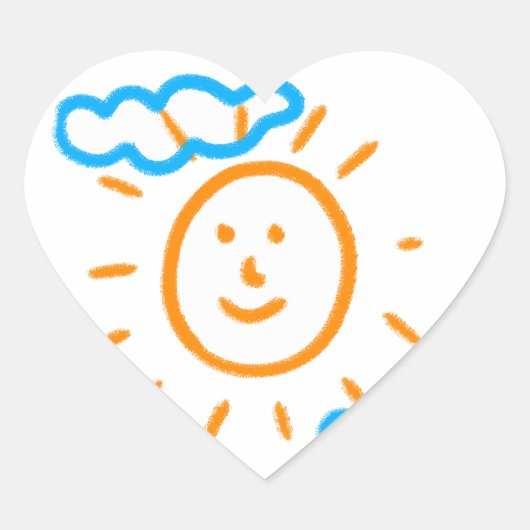 Upload Childs Tekening Draai Kinder kunstwerk naar Hart Sticker (Voorkant)
