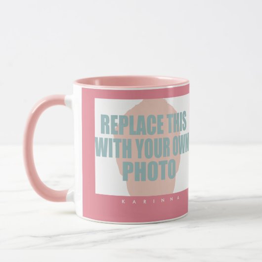 upload & creëer roze foto_mok met naam mok (Links)