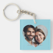 Upload Custom Heart Couple Foto Naam toevoegen Sleutelhanger (voorkant)