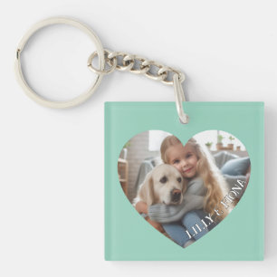 Upload Custom Heart Foto Naam toevoegen Familie Ke Sleutelhanger