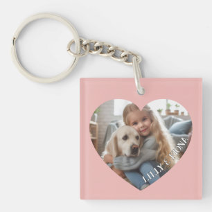 Upload Custom Heart Foto Naam toevoegen Familie Ke Sleutelhanger