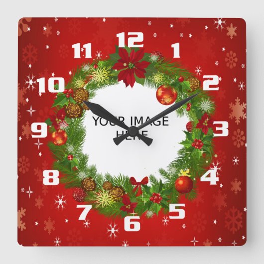 Upload een foto Maak je eigen kerstfoto Vierkante Klok (Voorkant)