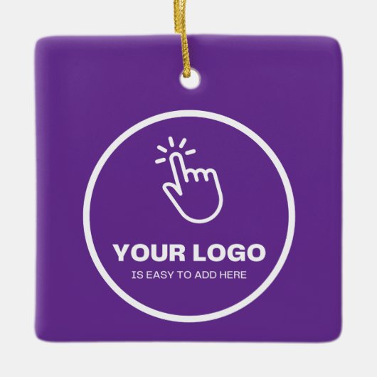 Upload eenvoudig uw Logo Custom Low Minimums Paars Keramisch Ornament (Voorkant)