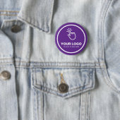 Upload eenvoudig uw Logo Custom Low Minimums Paars Ronde Button 5,7 Cm (In situ)