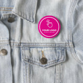 Upload eenvoudig uw Logo Custom Low Minimums Pink Ronde Button 5,7 Cm (In situ)