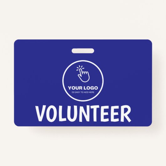 Upload eenvoudig uw Logo Custom Volunteer Blue Badge (Voorkant)