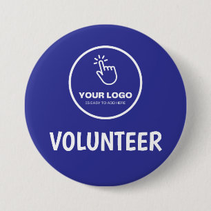 Upload eenvoudig uw Logo Custom Volunteer Blue Ronde Button 7,6 Cm