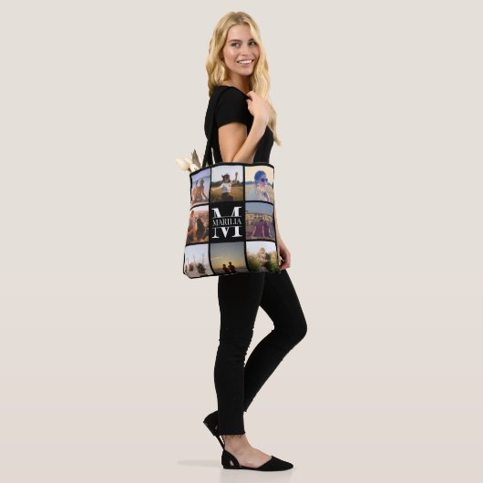 Upload foto en naam canvas tas (Op model)