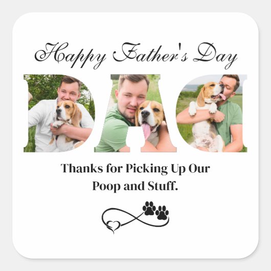 Upload foto Happy Vaderdag Funny Dog Owner Vierkante Sticker (Voorkant)