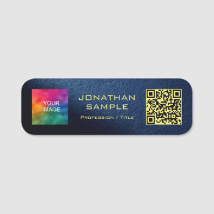Upload foto of logo aangepaste QR-code gouden teks Naamplaatje
