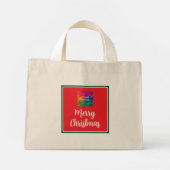 Upload foto of Logo Vrolijk Kerstfeest Sjabloon Mini Tote Bag (Achterkant)