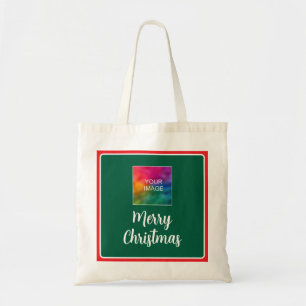 Upload foto of Logo Vrolijk Kerstfeest Typografie Tote Bag