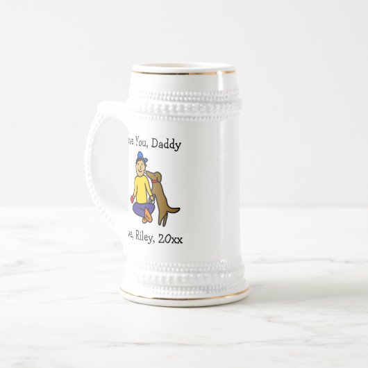 Upload het kunstwerk van uw kind | SCHATTIGEE VADE Bierpul (Voorkant links)