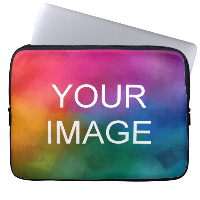 Upload je Afbeelding foto Logo Voeg tekst Sjabloon Laptop Sleeve (Voorkant)